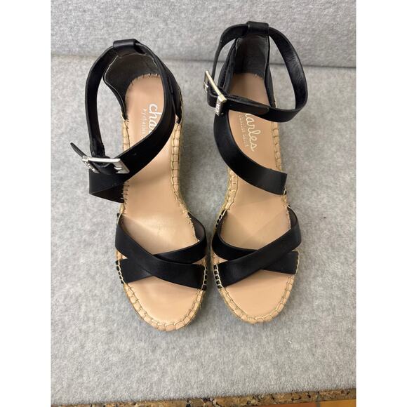 Charles by Charles David Nola Black Espadrille Wedge Sandals 6.5 EUC - Picture 4 of 7